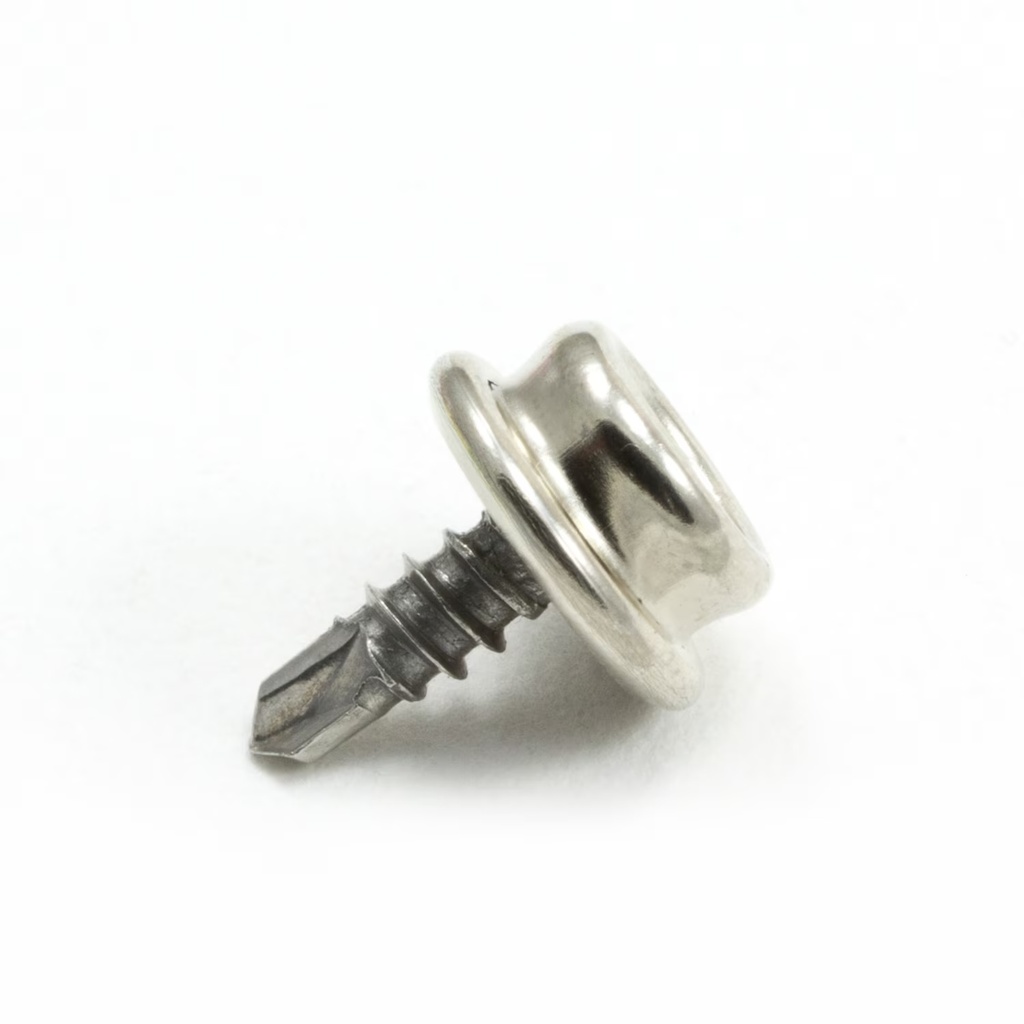 [230764] DOT® Durable™ Screw Stud 7/16" Nickel-Plated Brass Stud / Stainless-Steel Teks® Screw 93-X8-103015-1A (100 pack)